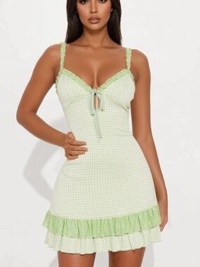 Fashion Nova Emmy Gingham Mini Dress Size Medium
